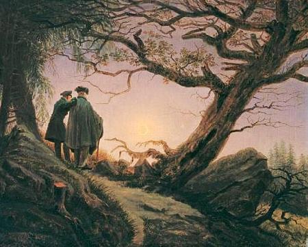 Caspar David Friedrich Zwei Manner in Betrachtung des Mondes oil painting picture